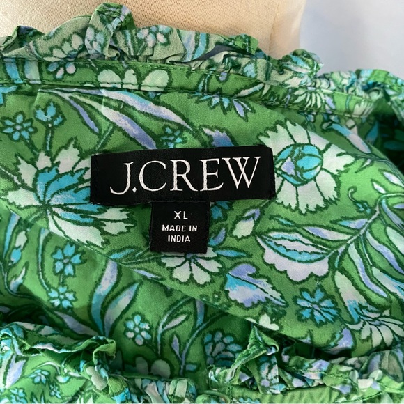 J Crew Ruffle-trim short-sleeve top in marigold blooms Size XL - Picture 4 of 6